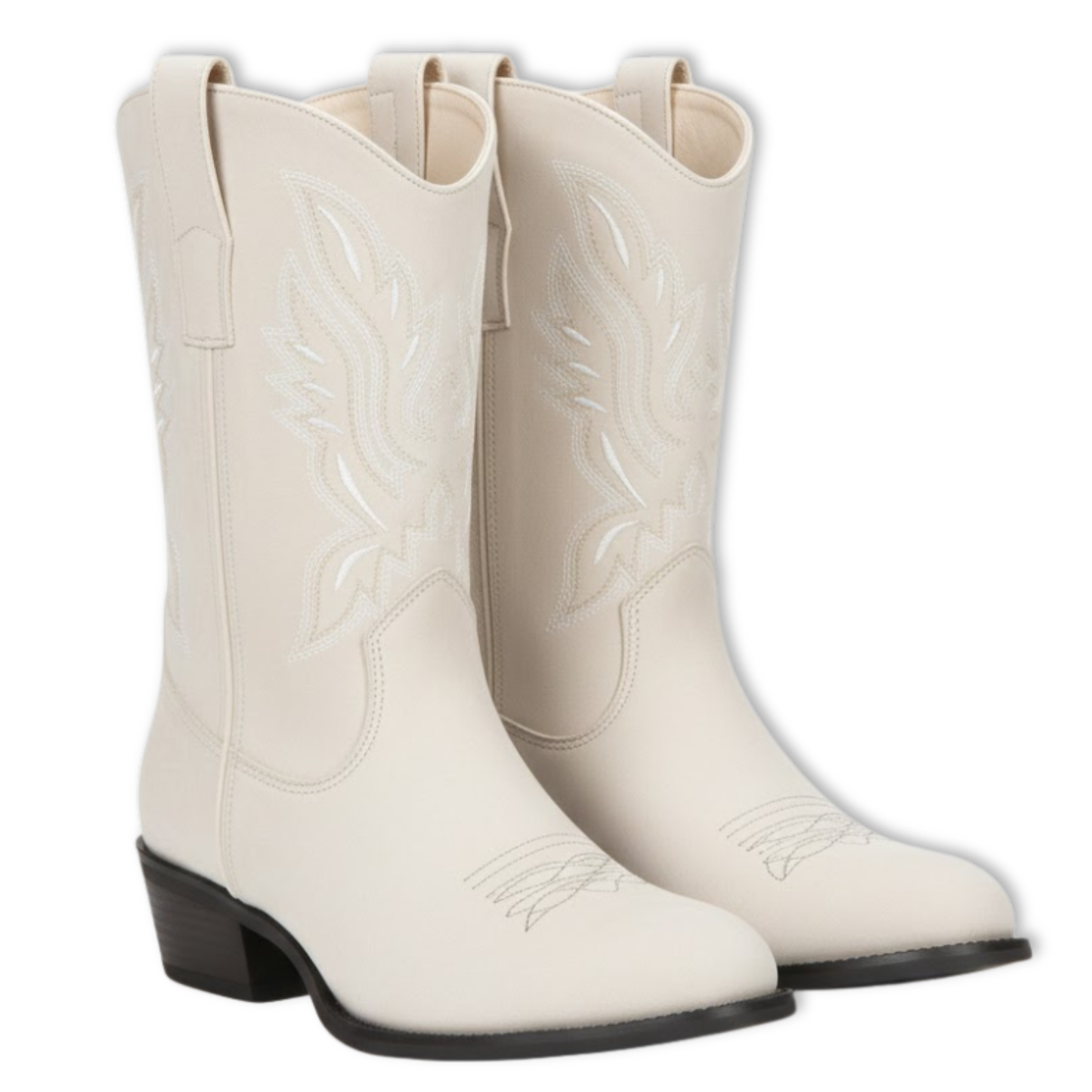 Warm Ankle Boots with Embroidery and Block Heels