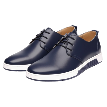 Comfortable Mens Leather Mesh Flat Shoes