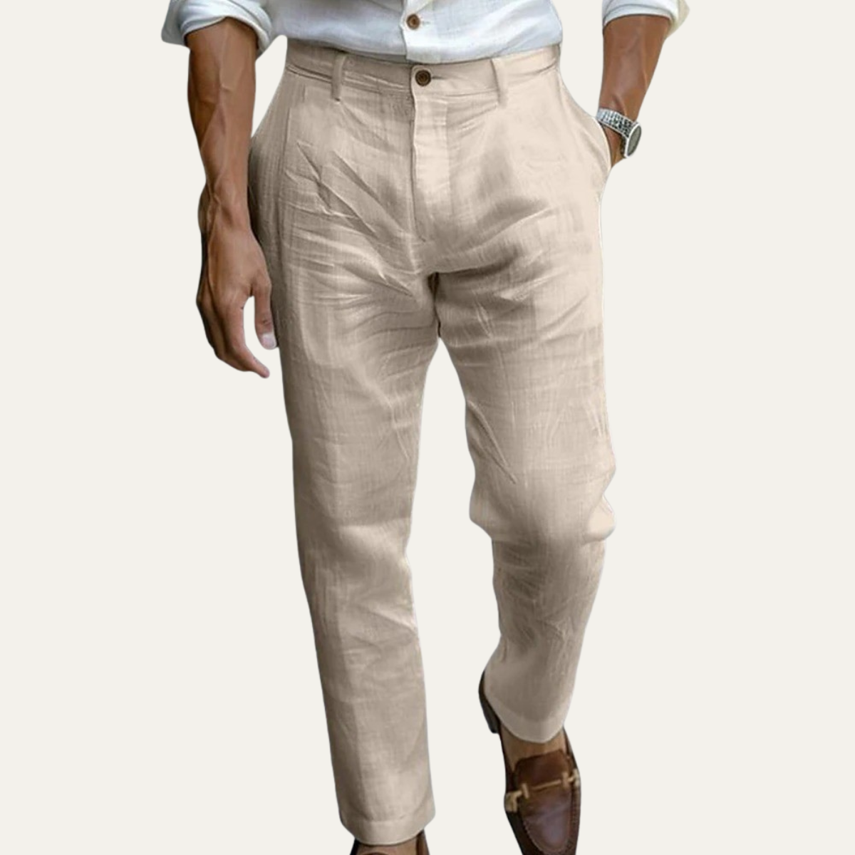 Men's Cotton Linen Ankle Pants