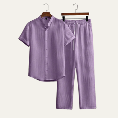 Men's Linen Summer Set Shirt Pants Lightweight