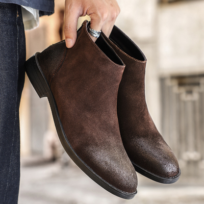 Vicenza Men's Suede Leather Ankle Boots Zip Up