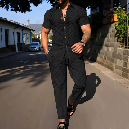 Men's Two Piece Casual Shirt And Pants Set