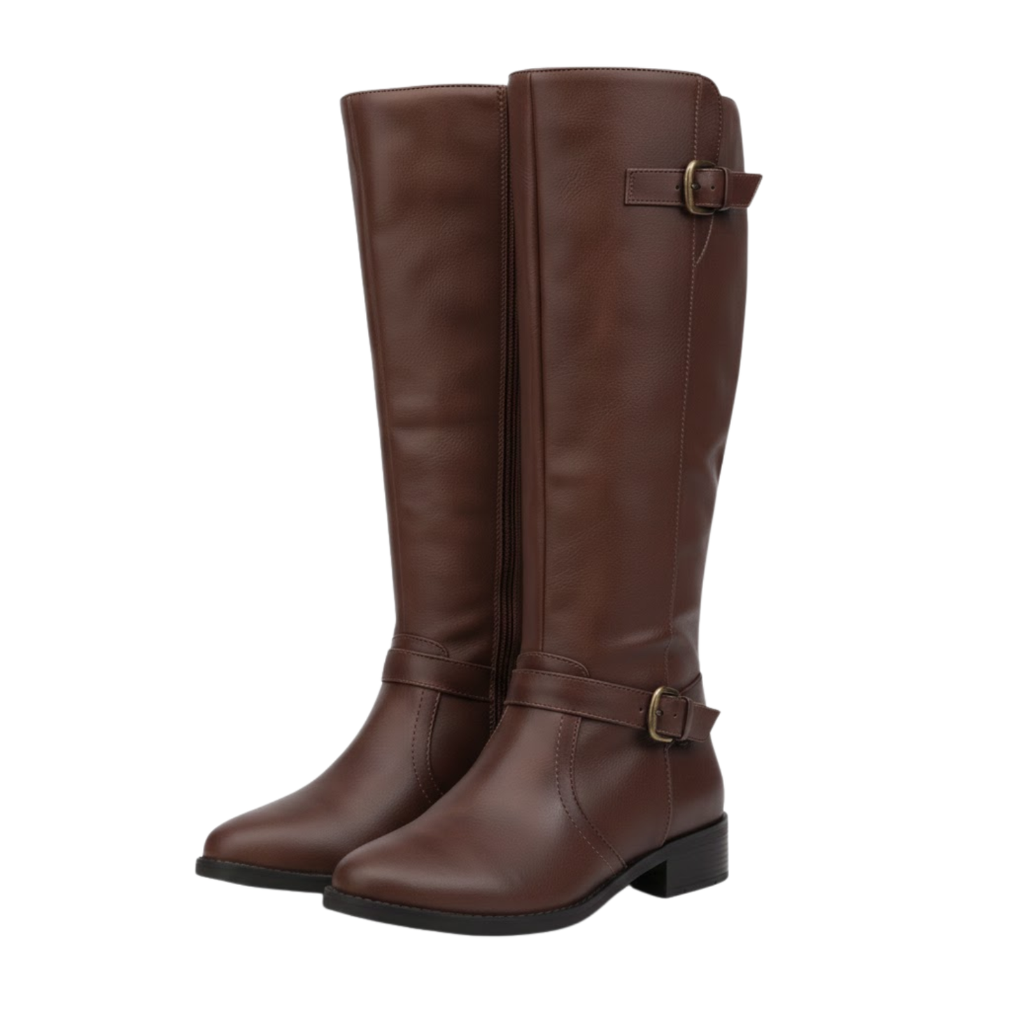 Warm Women's High Top Boot with Zipper and Buckle