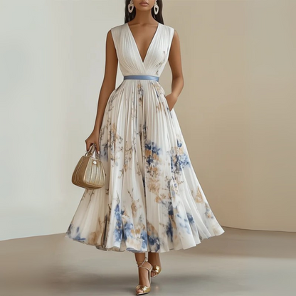Women's Floral Midi Dress V-Neck Fit