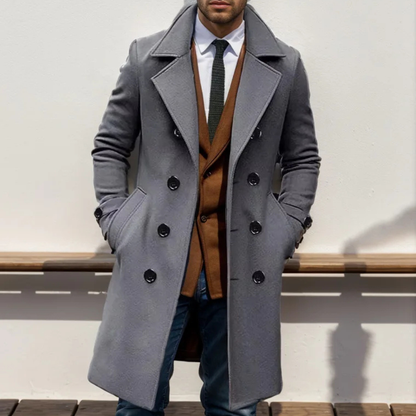 Norcia Men's Wool Double Breasted Trench Coat