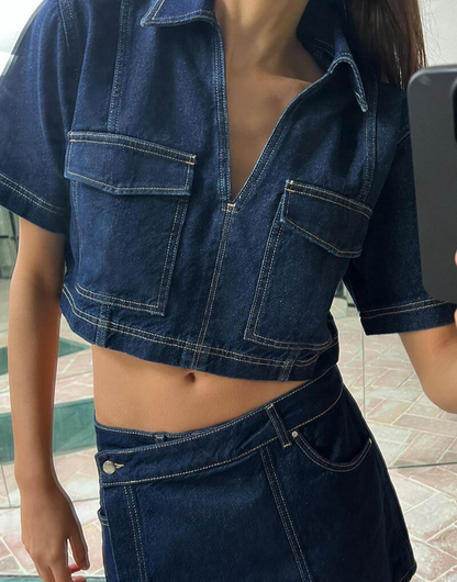 Women's Denim Two-Piece Set Skirt