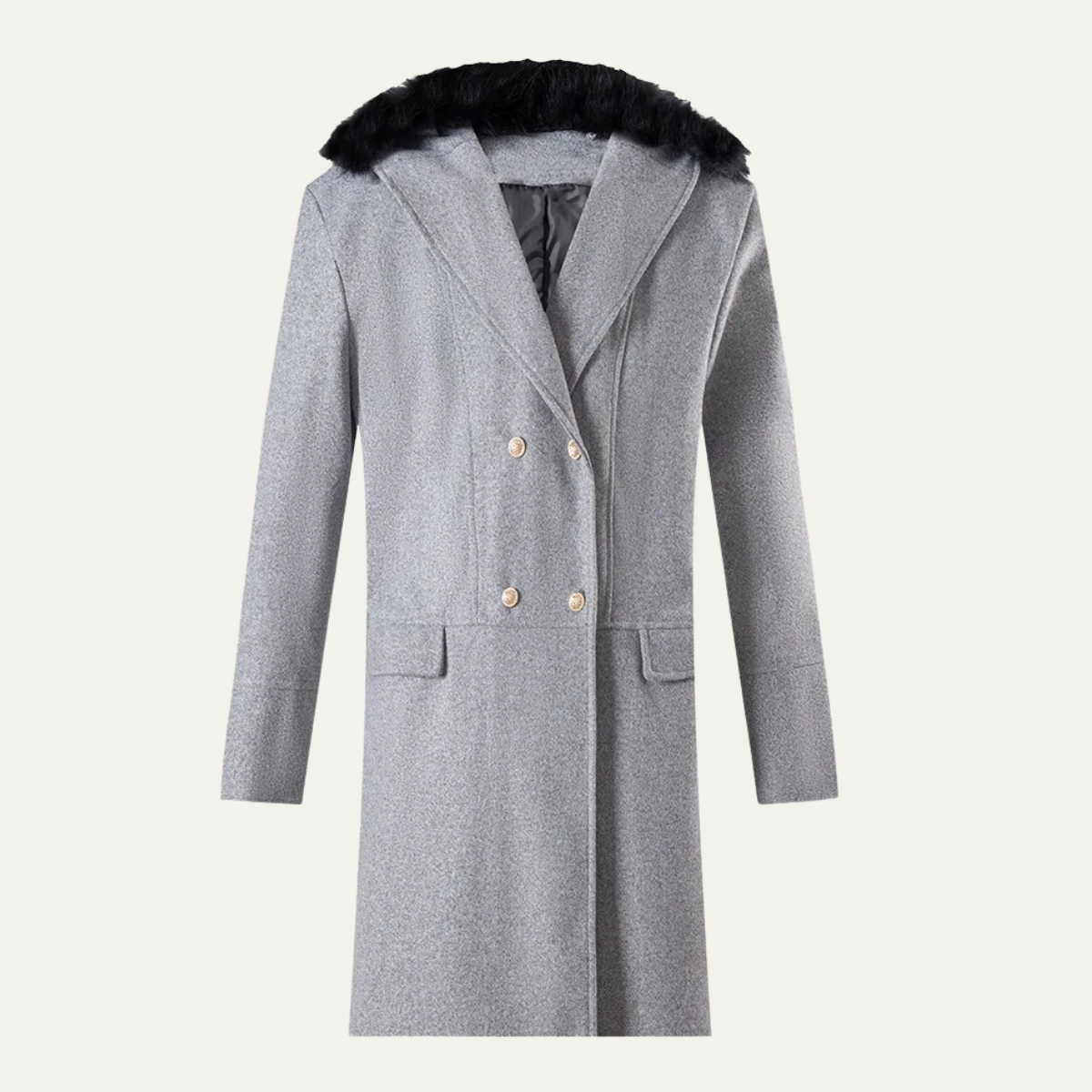 Men's Fur Collar Double Breasted Jacket