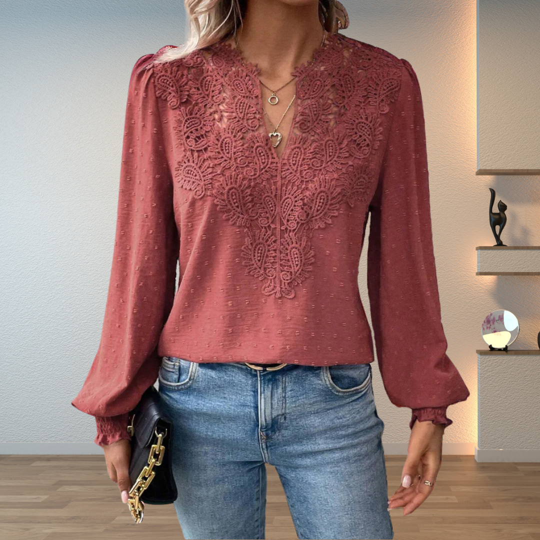 Women's Long Sleeve Embroidered Blouse