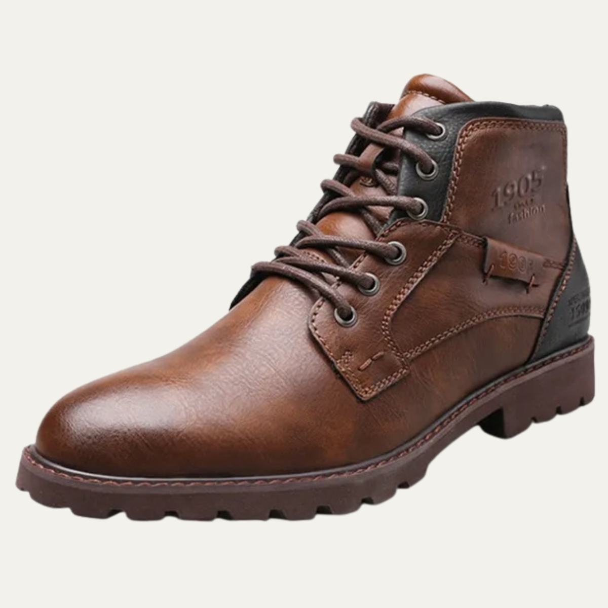 Stanhope Men's Ankle Biker Boots Durable Leather Black