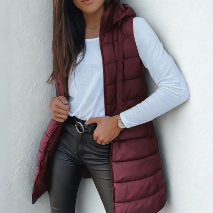 Warm Women's Down Hooded Waistcoat