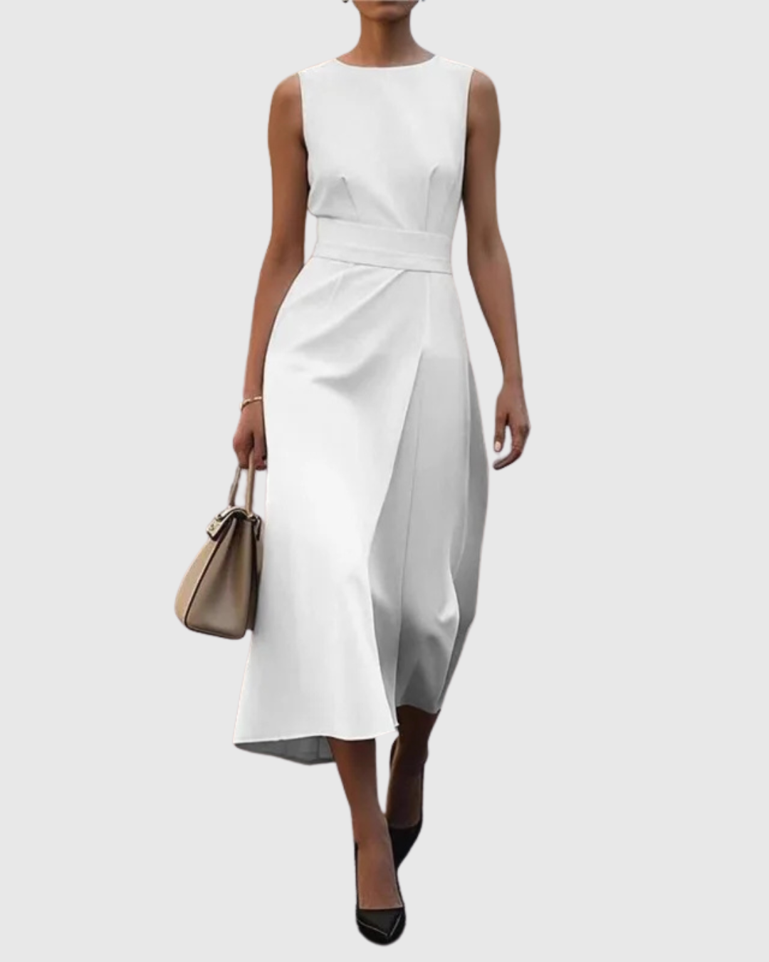 Elegant Ladies' Strapless Mid Length Dress Twist Detail