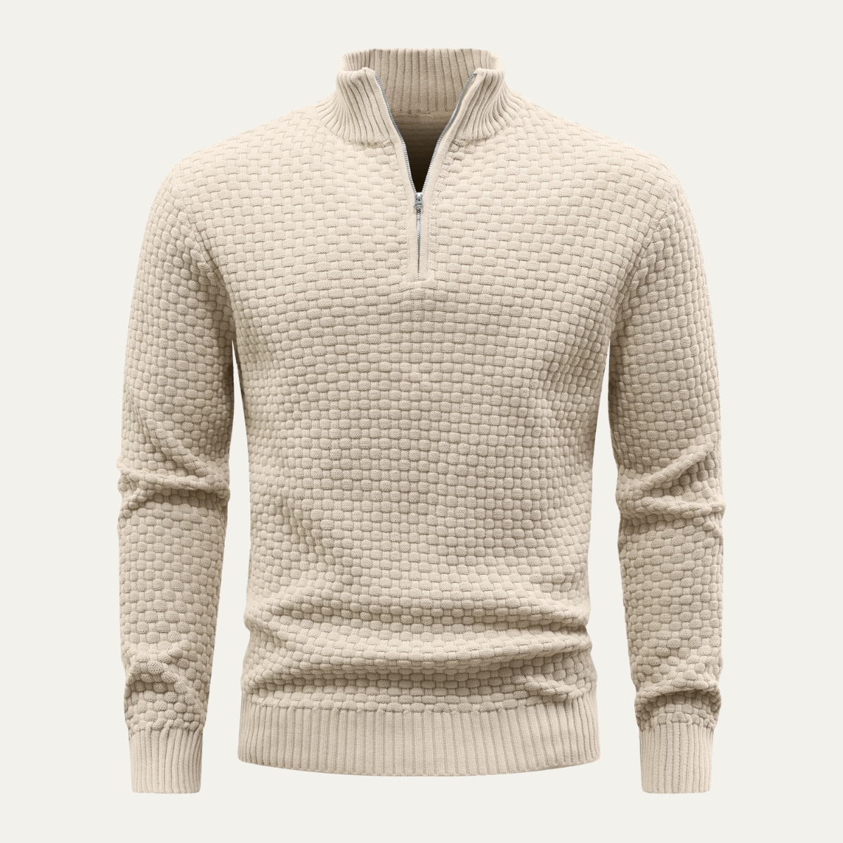 Men's Textured Quarter Zip Knit Sweater