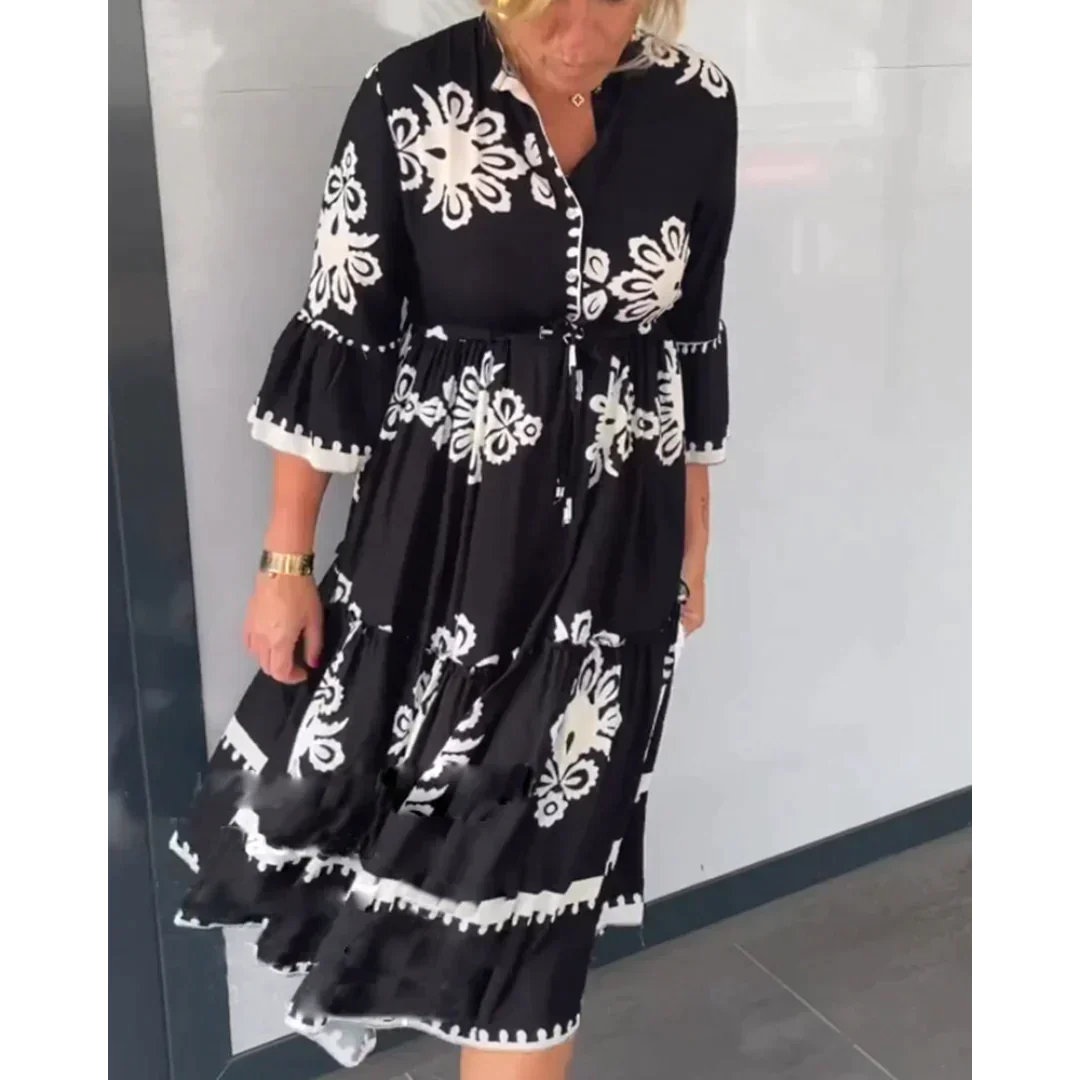 Women's Floral Print Dress Elegant Fit