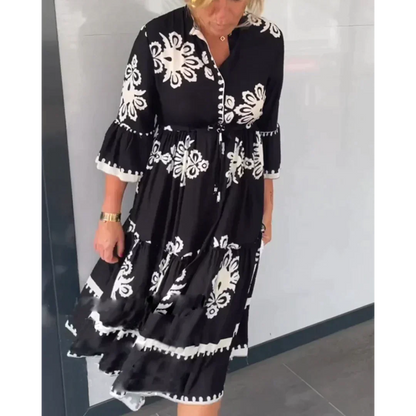 Women's Floral Print Dress Elegant Fit