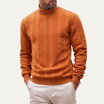 Men's Cable Knit Turtleneck Sweater Warm Ribbed
