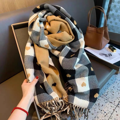 Comfy Plaid Tassel Scarf