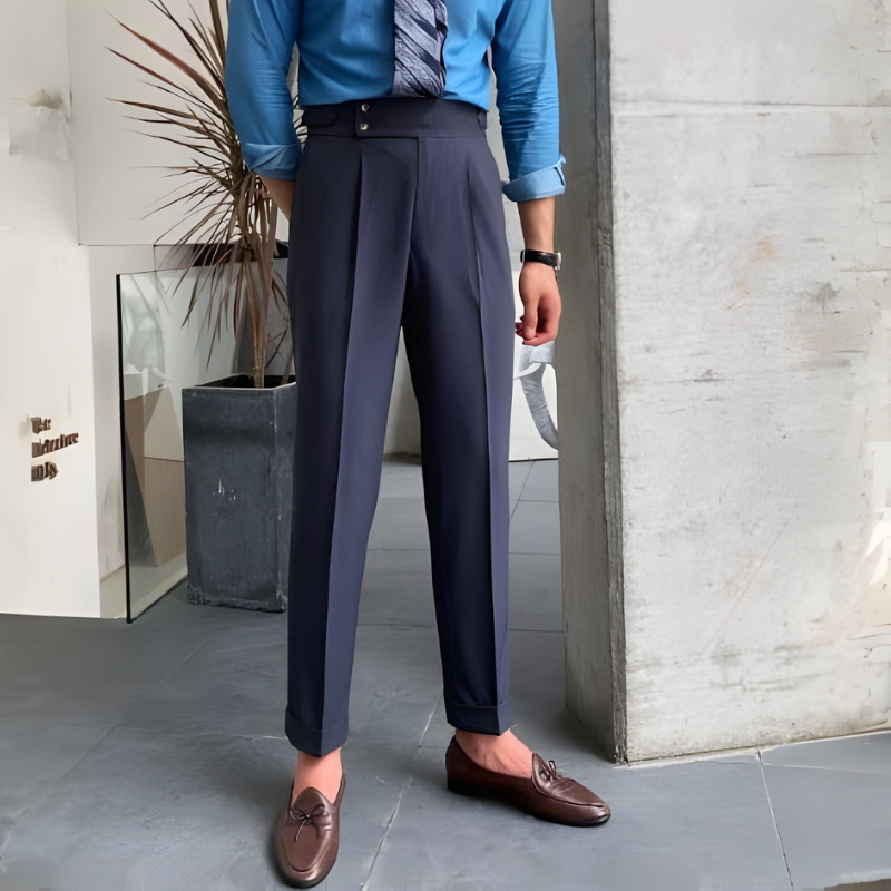 Men's Suit Trousers Wool Formal Black