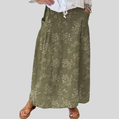 Ladies Floral Stretch Skirt with Pockets
