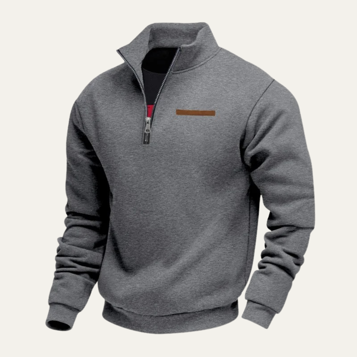 Men's Half Zip Sweater Warm Stand Collar Silver