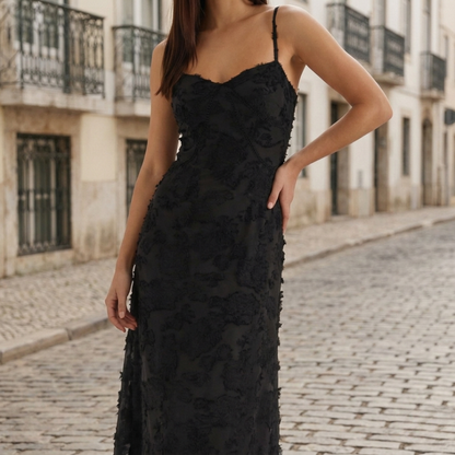 Maxi Dress Spaghetti Strap Embroidered Women