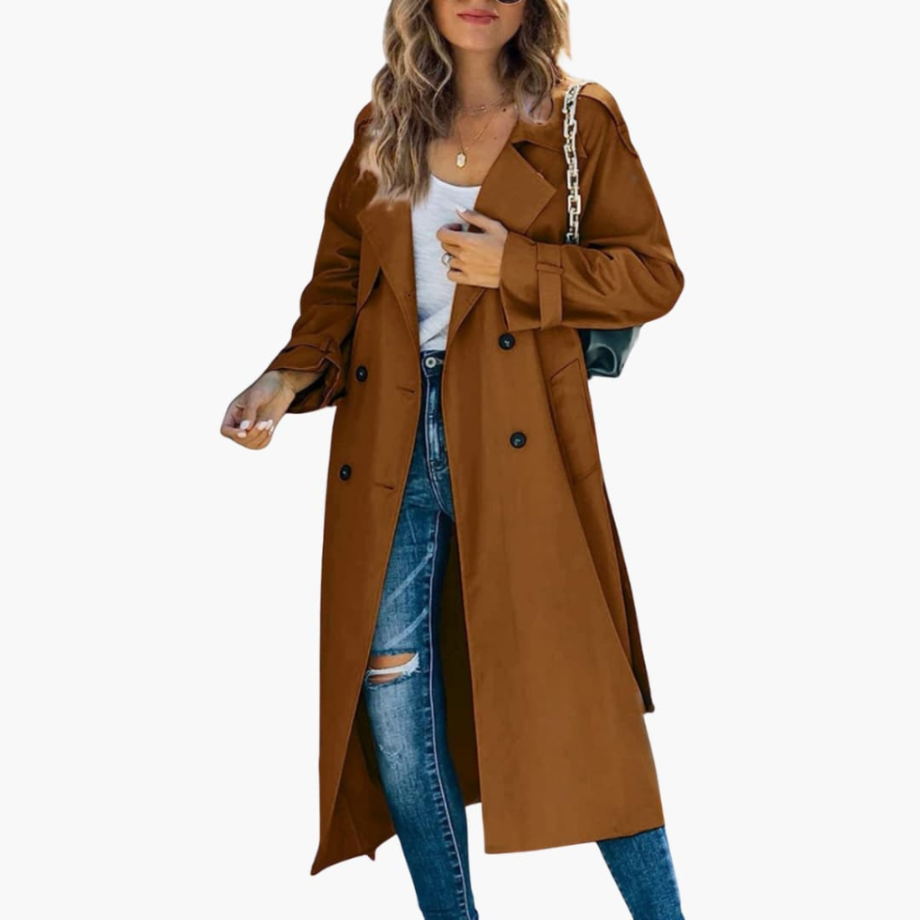 Women's Trench Coat Button Front Waterproof