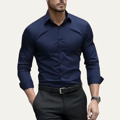 Men's Business Shirt Solid Color Cotton