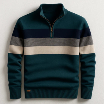 Men's Striped Zip Neck Sweater Pullover