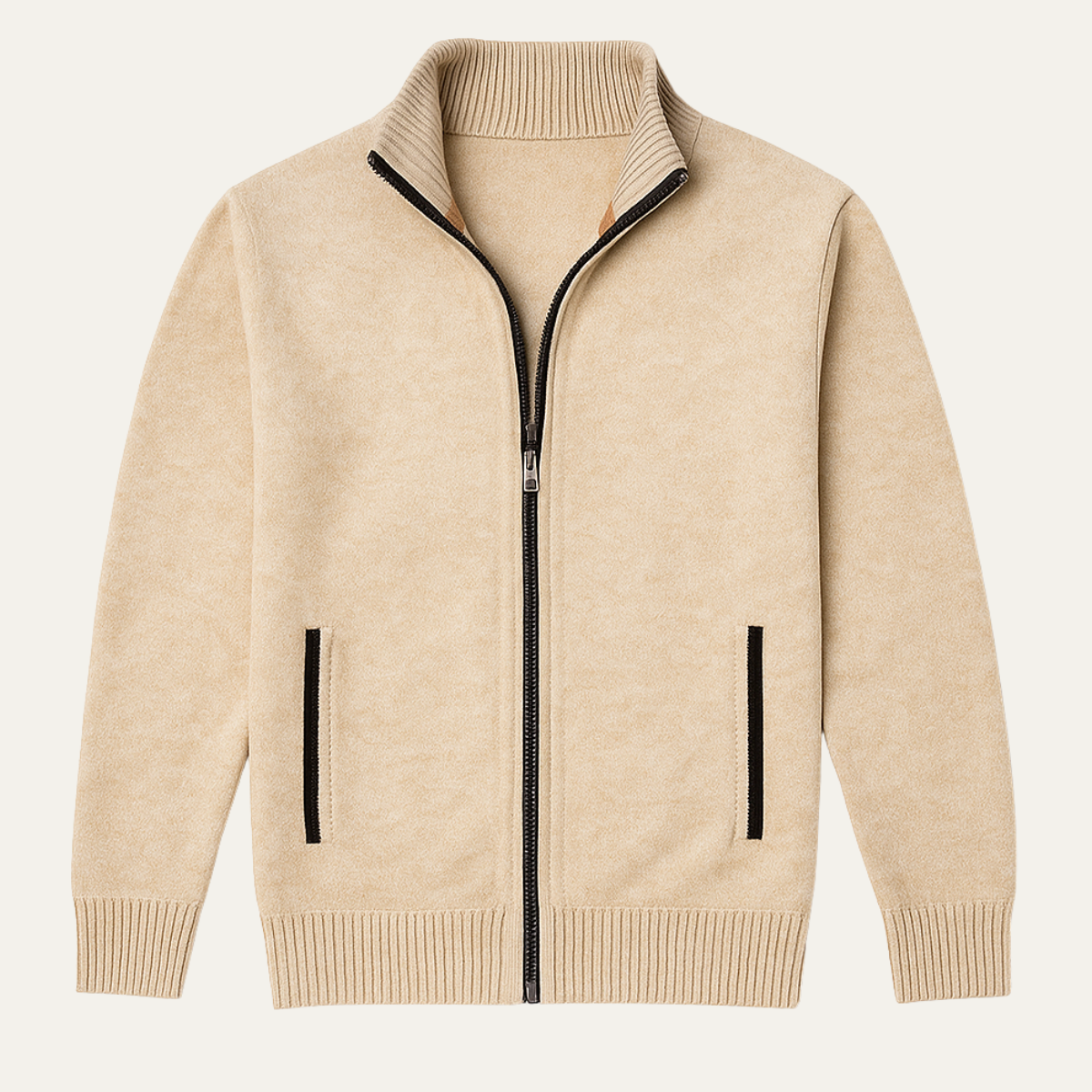 Men's Classic Knitted Cardigan Zip Front Stand Collar - VibreMode