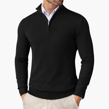 Men's Quarter Zip Pullover Ribbed Hem