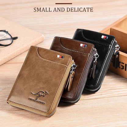 Compact Leather Wallet Rfid Blocking Brown