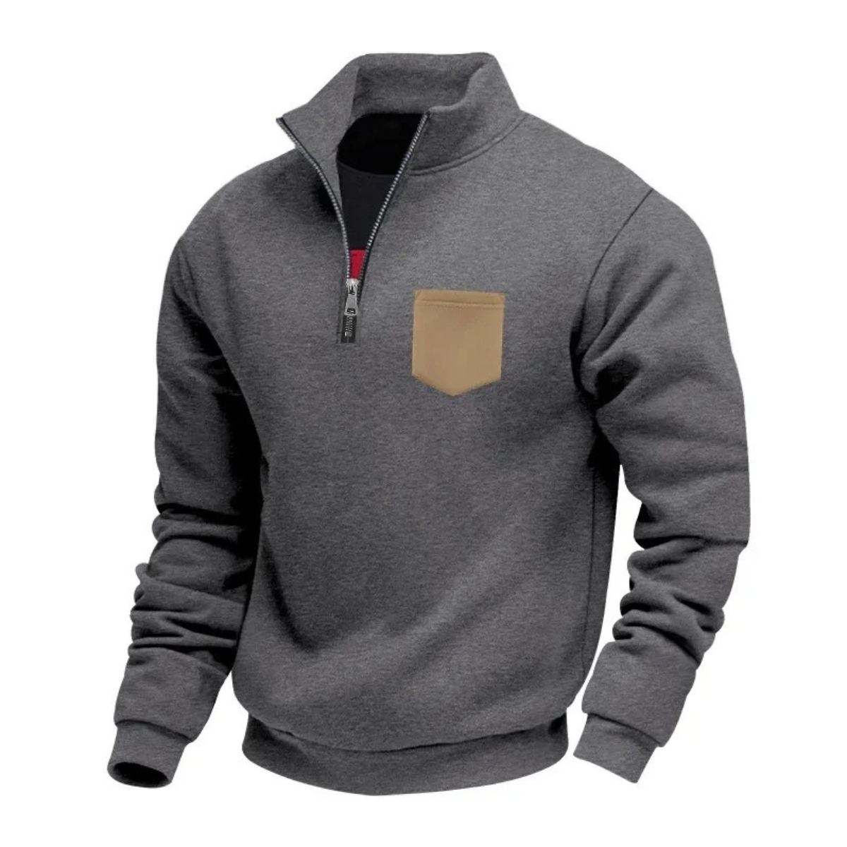 Men's Casual Half Zip Sweater With Pocket