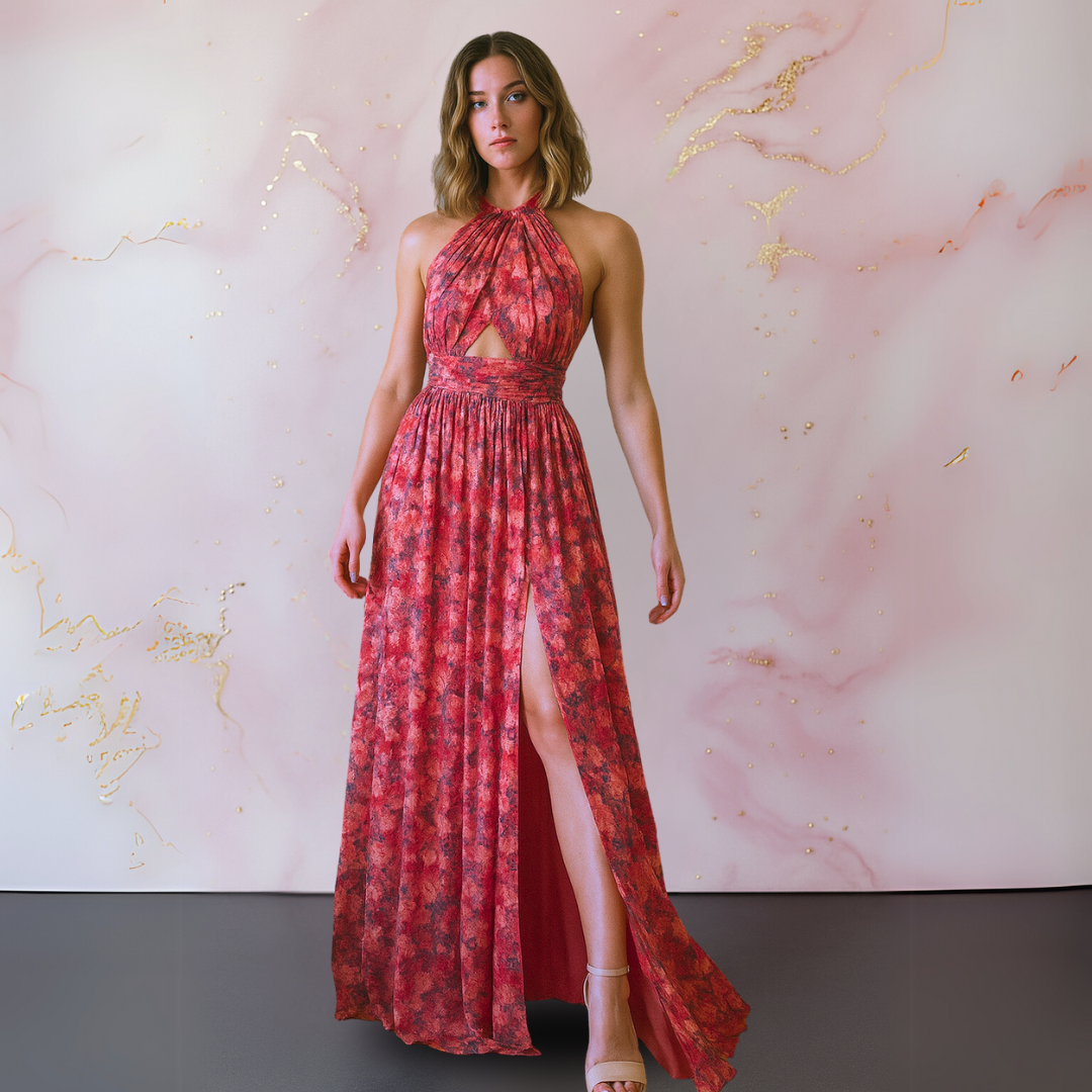 Elegant Women's Floral Maxi Dress - VibreMode