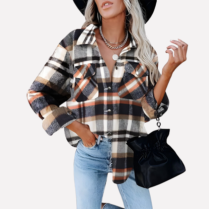 Women's Plaid Flannel Shirt Jacket