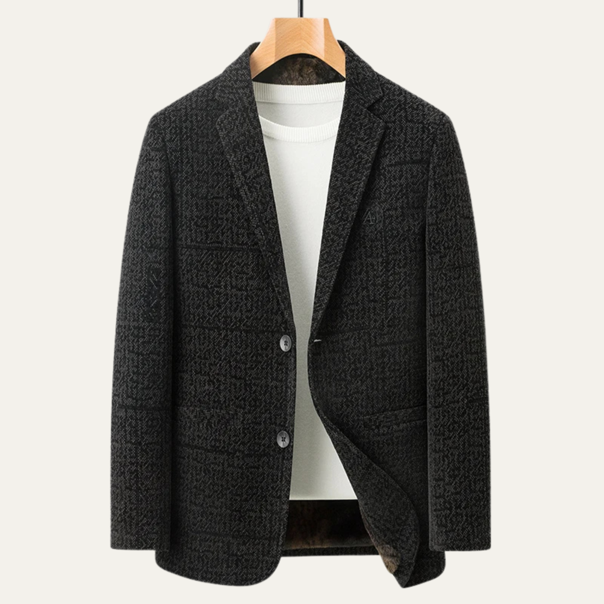 Men's Chenille Blazer Warm Fur Lined Navy