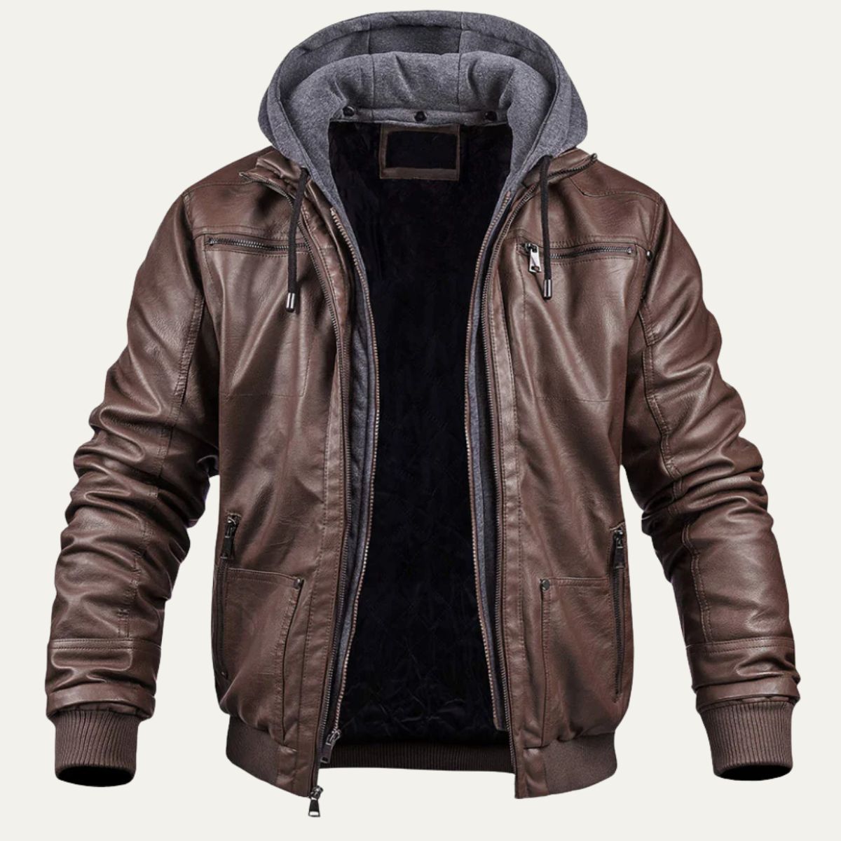 Men's Leather Jacket Modern Warm Brown