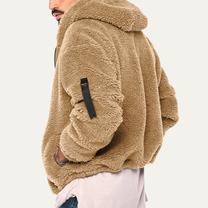 Men's Velvet Hoodie Jacket Soft Fleece Warm