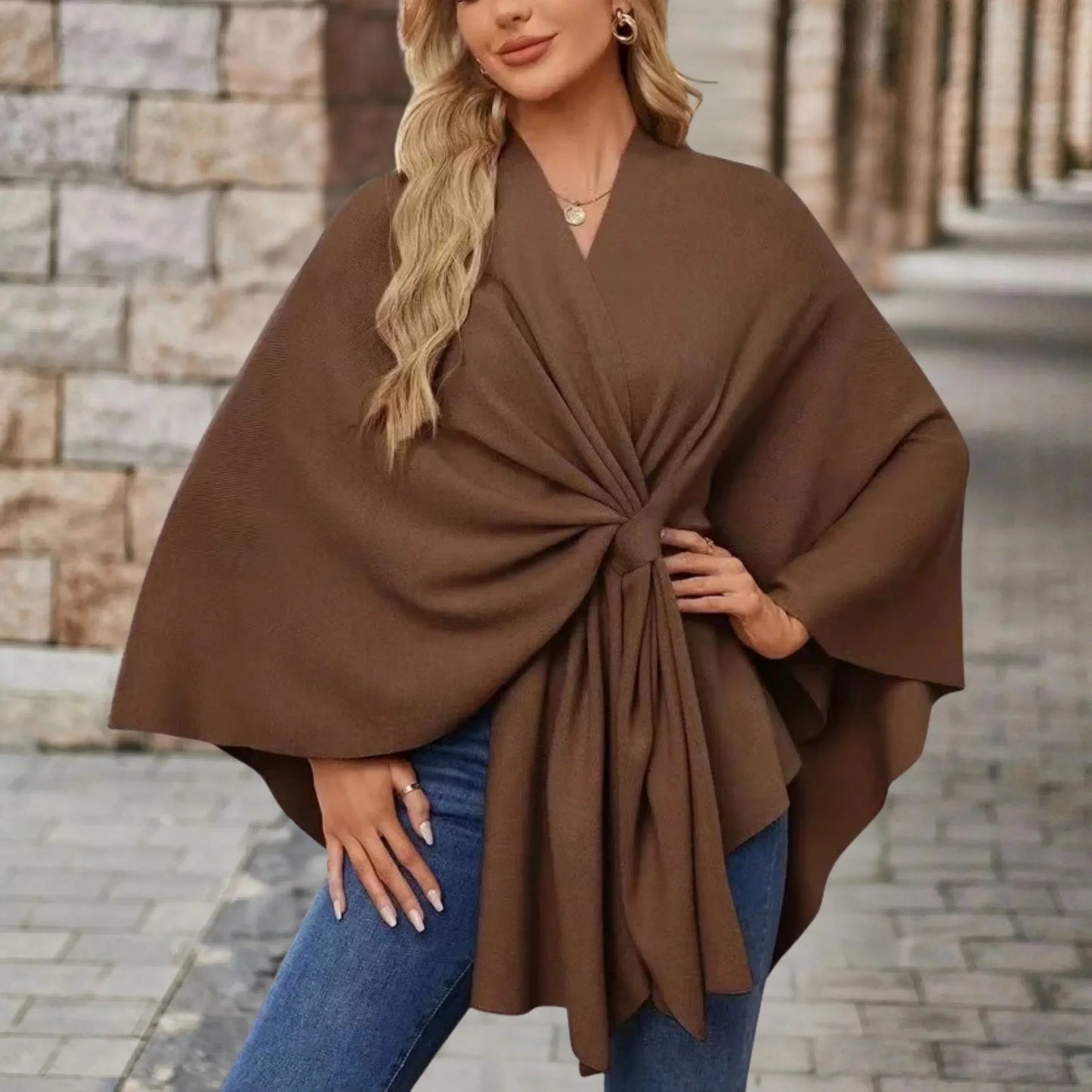 Women's Wrap Blouse Poncho Style