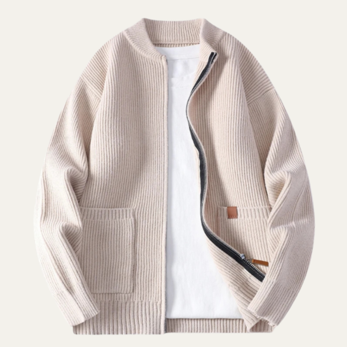 Men's Rib Knit Zip Cardigan - VibreMode