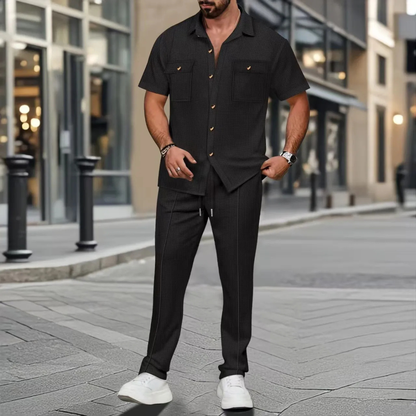 Edgemont Men's Casual Button Up Shirt Pants Set