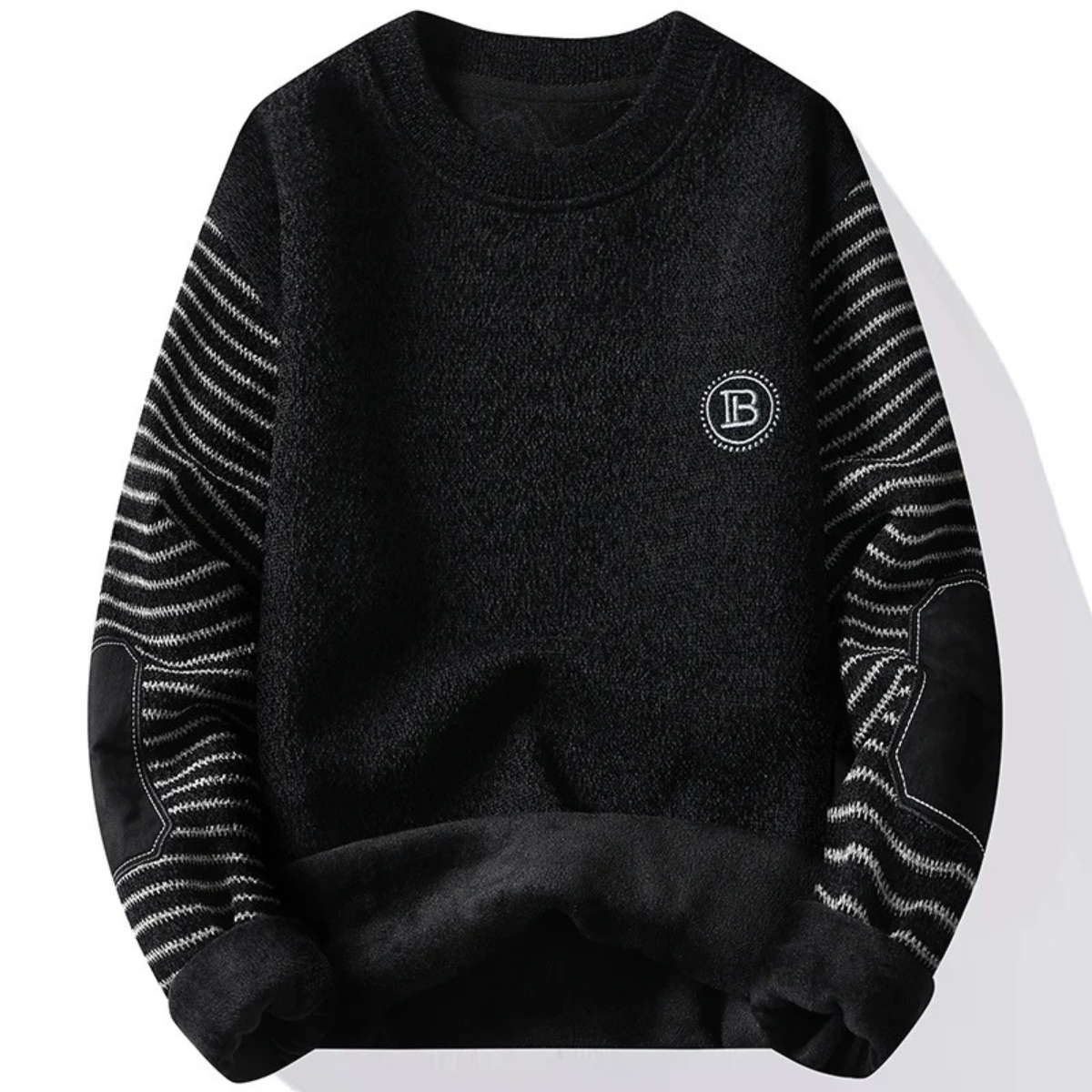 Men's Patchwork Knit Sweater Warm Winter Round Neck
