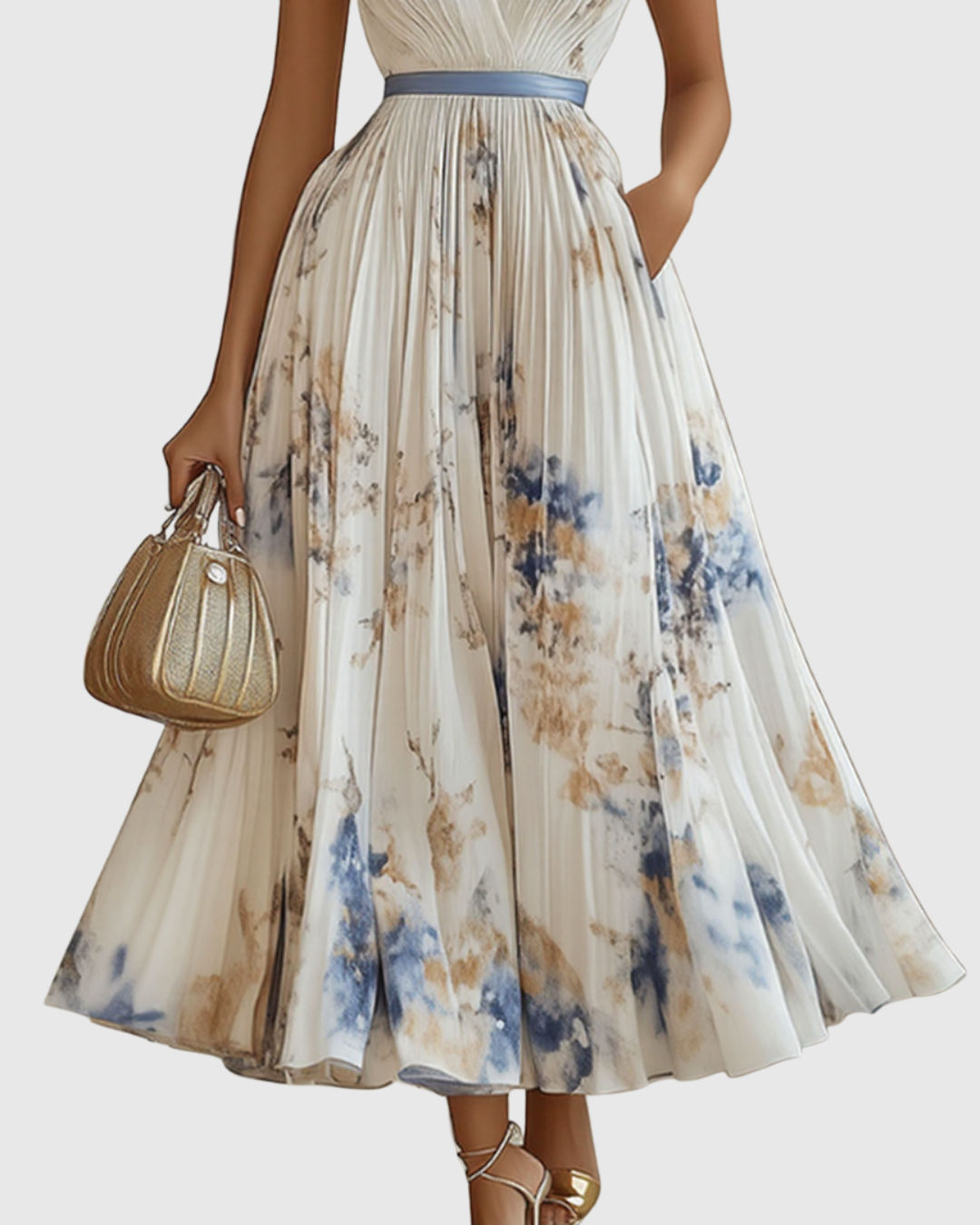 Elegant Floral Sleeveless Midi Dress for Women