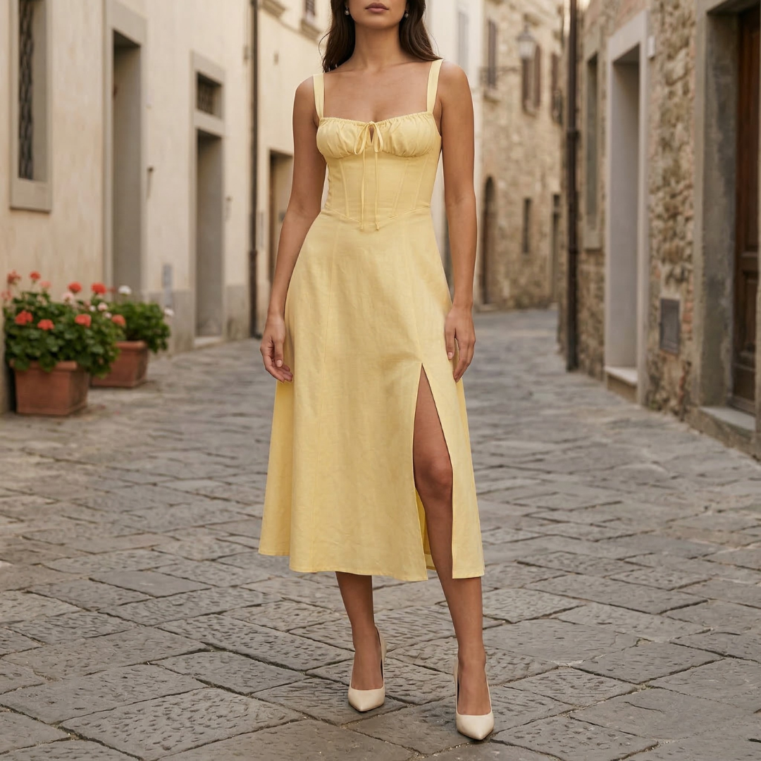 Women’s Line Midi Dress Square Neck Corset Summer Dress