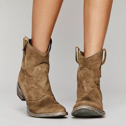 Women's Western Ankle Boots Block Heel