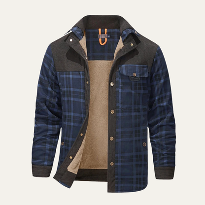 Men's Plaid Flannel Jacket Multi Pocket