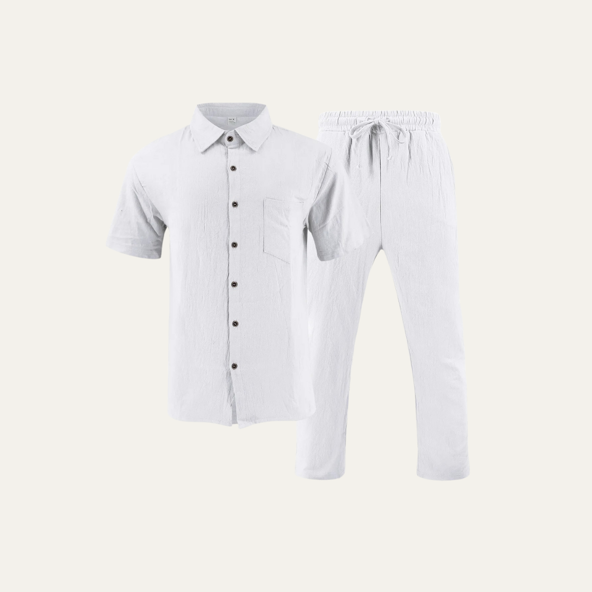 Men's Linen Shirt And Pants Set Natural Summer