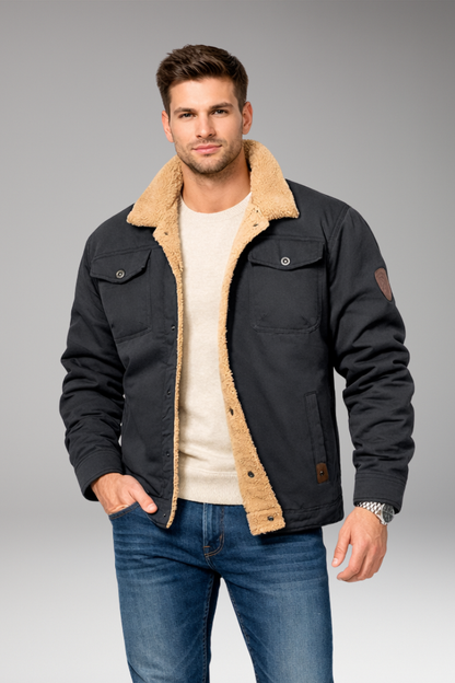 Men's Sherpa Lined Jacket Button Closure
