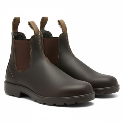 Classic Brown Leather Ankle Boots For Men - VibreMode
