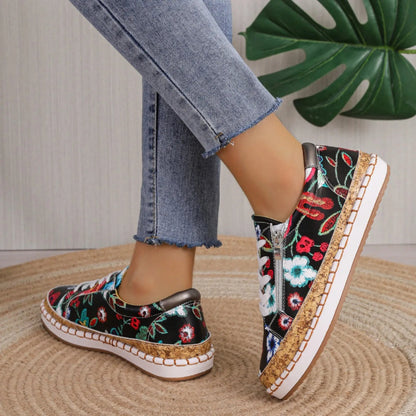 Women's Floral Lace-Up Shoes