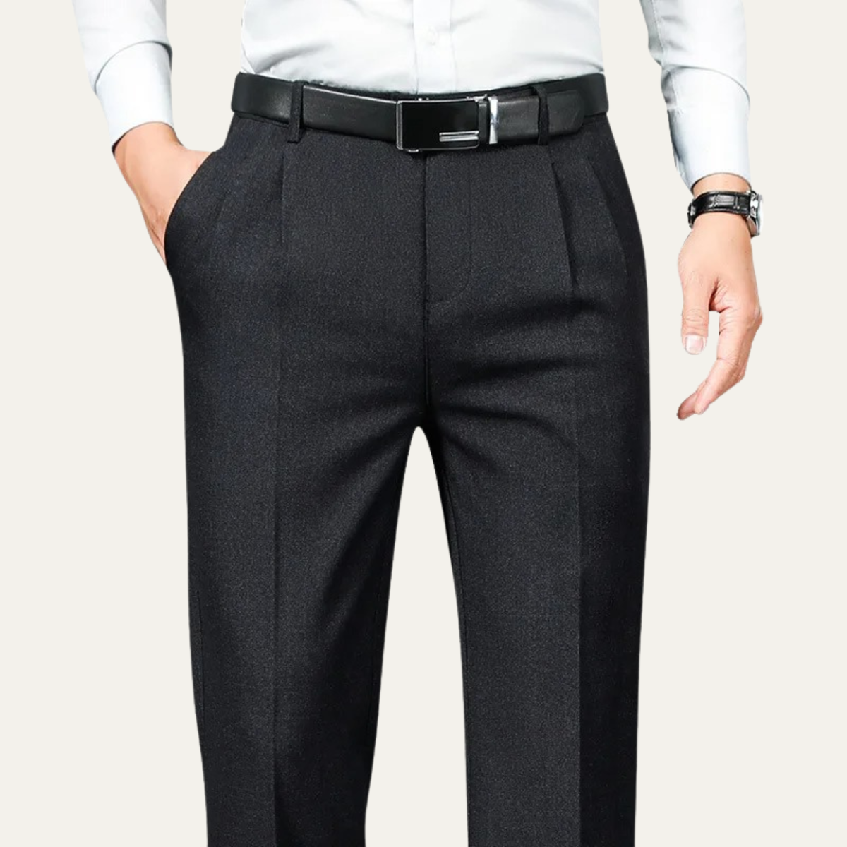 Men's Double Pleated Straight Leg Dress Pants