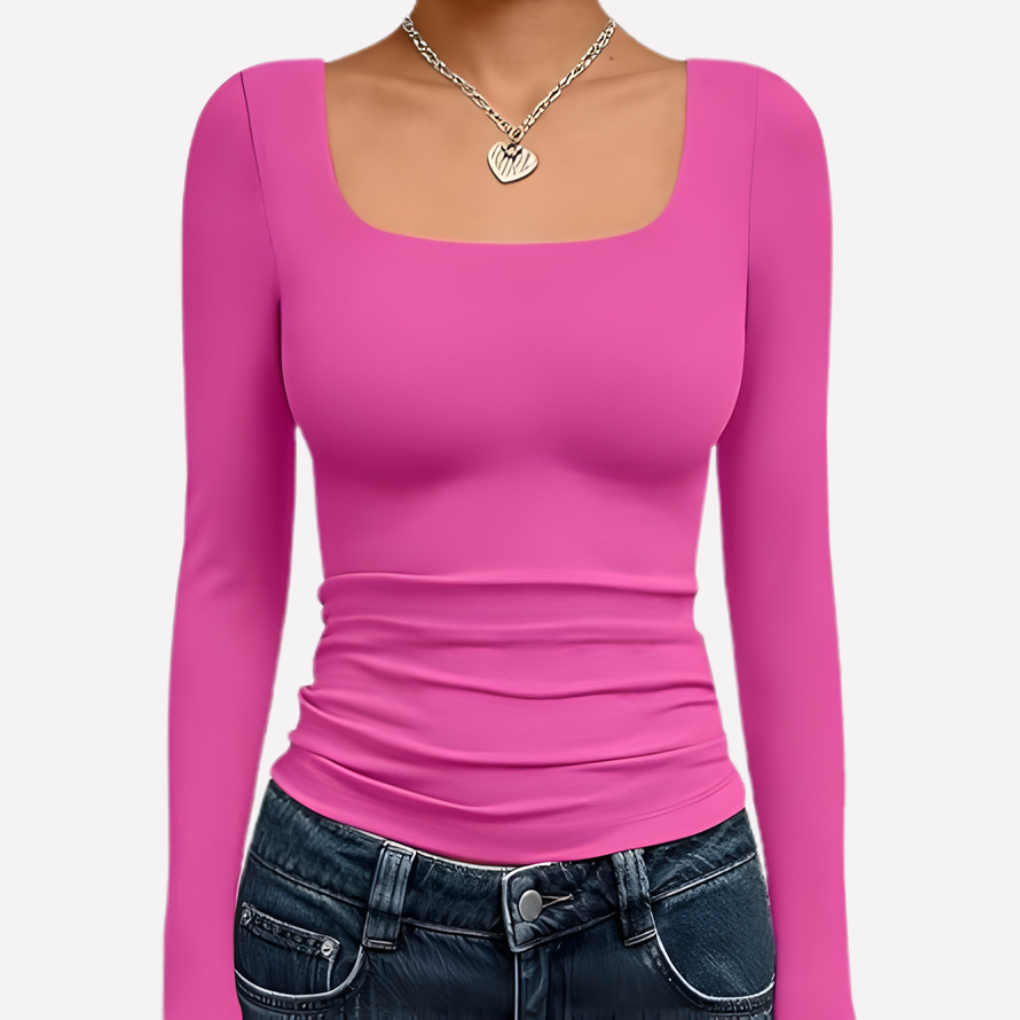 Women's Long Sleeve Crop Square Neck